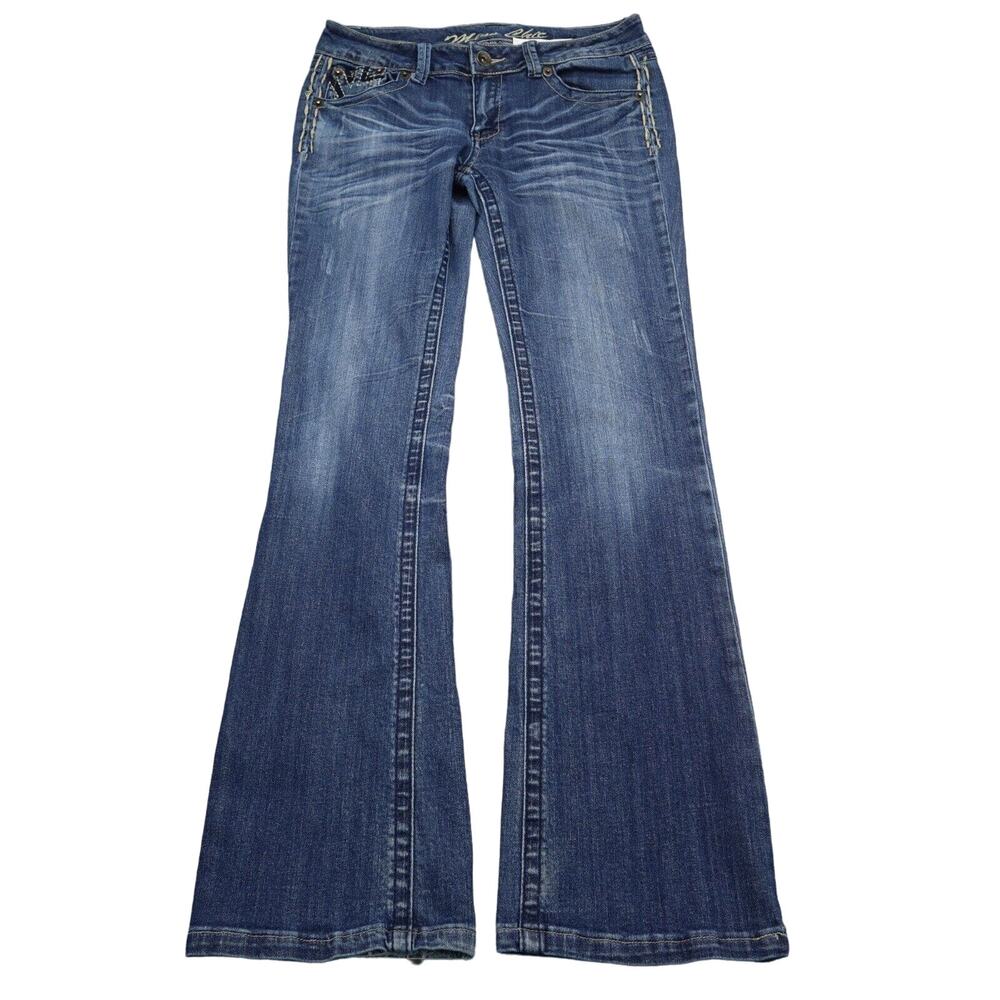 Miss Chic Pants Womens 9 Blue Denim Flat Front Mid Rise Bootcut Pockets Jeans